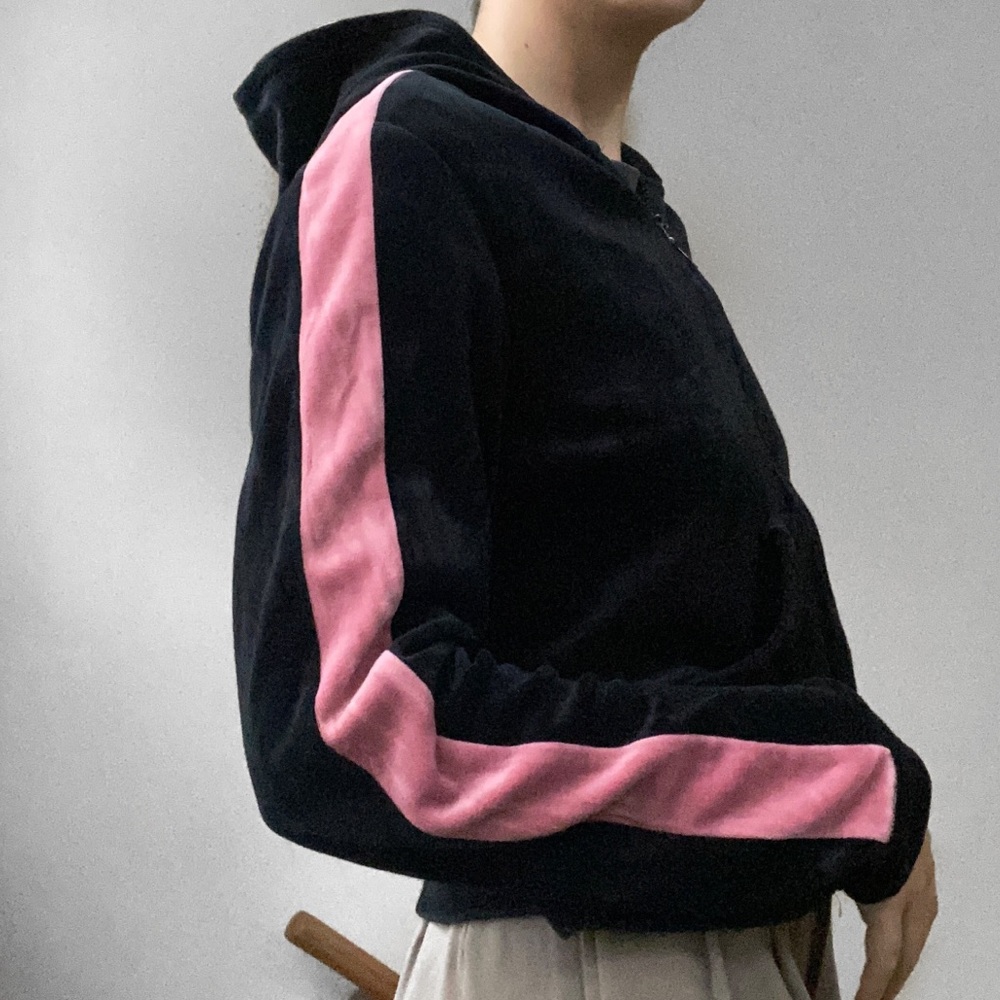 💗 pink stripe velvet hoodie